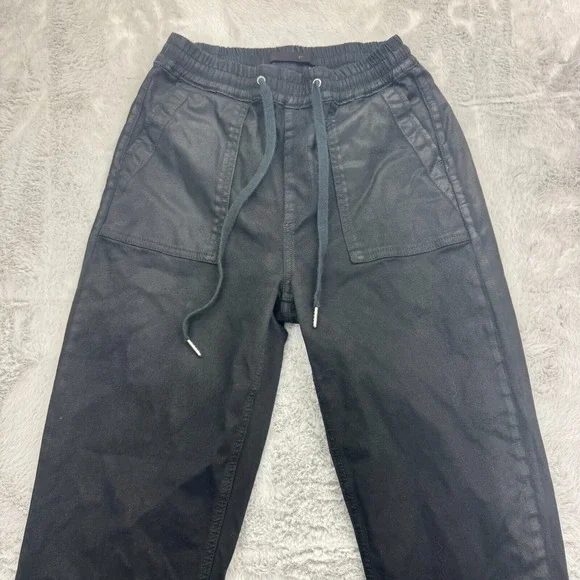 Joe's Jeans Sienna Coated Joggers Womens Small Black High Rise Stretch Tapered - Picture 2 of 9